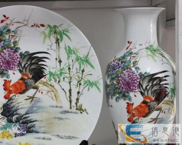 陶瓷摆件三件套 景德镇瓷器粉彩瓷 陶瓷工艺品花瓶
