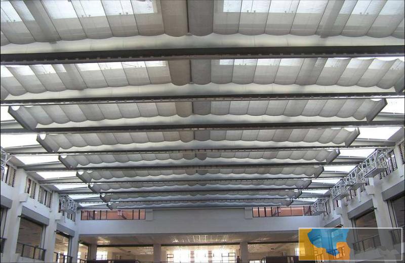 青岛崂山电动天棚帘阳光房隔热天幕帘品牌厂家