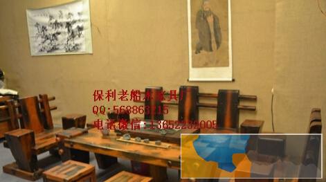 忻州市老船木家具茶桌办公桌餐桌椅子实木沙发茶几茶台鱼缸博古架