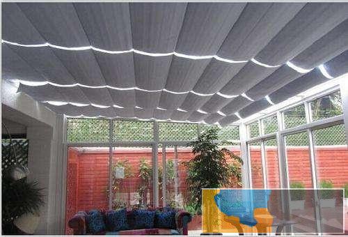 烟台莱阳天棚帘天幕帘阳光房天幕蓬新品销售制作