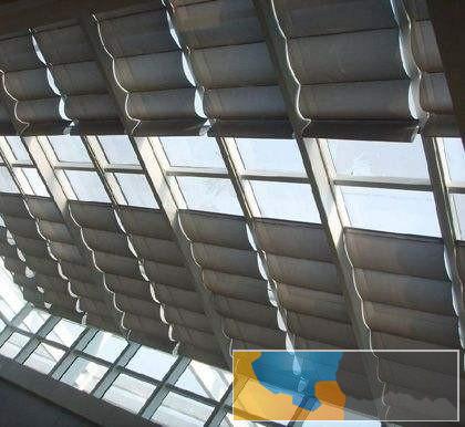 烟台海阳定做办公窗帘天棚帘天幕帘卷轴式天棚帘