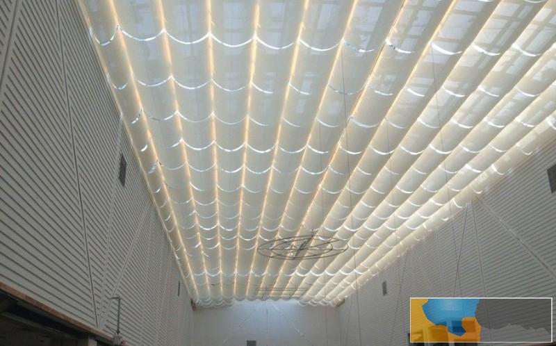 供应阳泉天棚帘阳光房商场采光顶工程折叠天棚帘卷轴式天棚帘