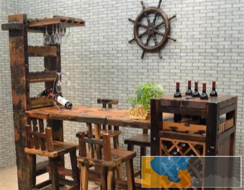 漳州市老船木客厅餐厅酒吧办公家具实木餐桌茶桌茶台吧台电脑桌