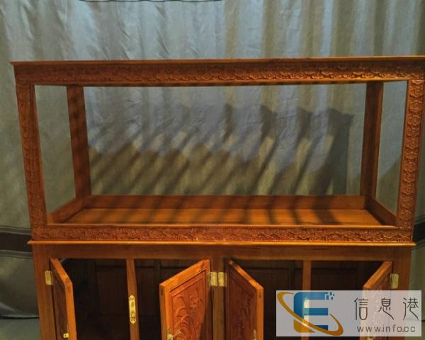 安阳老船木专卖店 实木底柜水箱柜子底座百叶门鱼缸箱设计定制