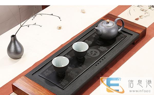 九江高档乌金石茶盘黑金石厂家直销特价大号石头天然茶台茶具石材