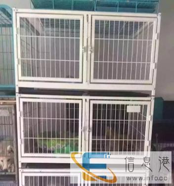 实用百搭白色三层狗笼/猫笼,带隔断和托盘