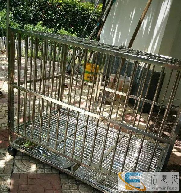 不锈钢狗笼 双开门 下边带收便盘