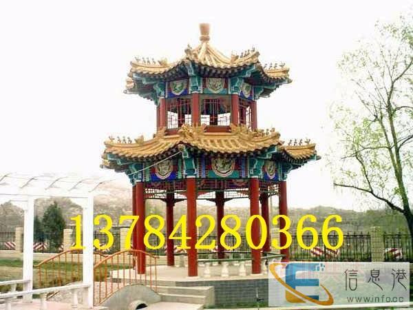 水泥双层重檐仿古凉亭古建亭子混凝土古建筑六角亭制作施工价格