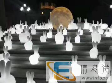 发光月亮，发光兔子，月球气模定制，中秋主题道具租赁