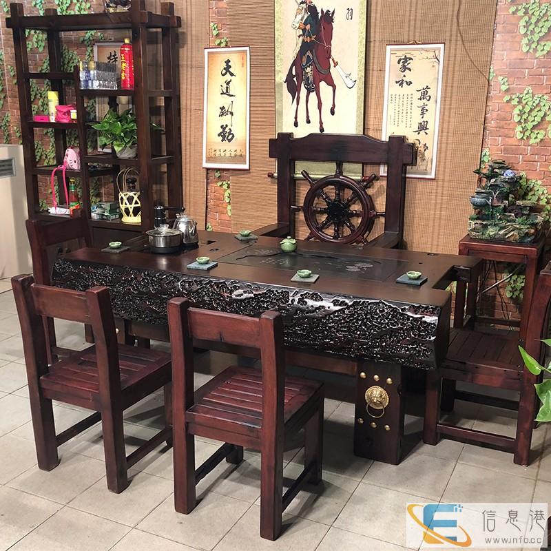 老船木家具船木茶桌小茶台功夫茶几户外家具个性茶桌椅组合