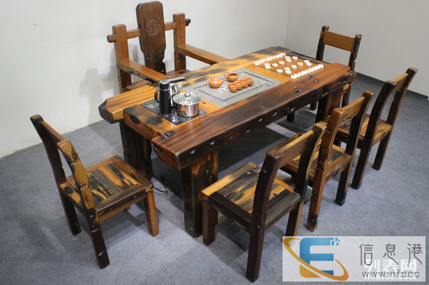 老船木客厅阳台实木茶几 阳台户外泡茶桌组合