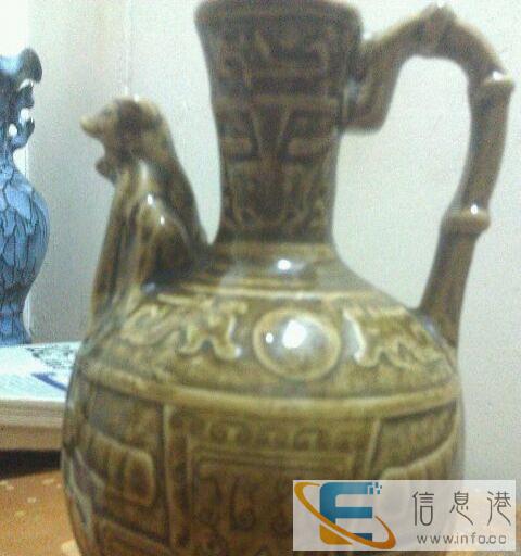 老瓷酒壶鎏金金猴摆件瑞士带钻机械表