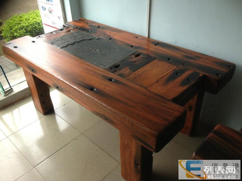 呼伦贝尔市老船木茶桌椅子仿古茶台实木沙发茶几餐桌办公桌家具