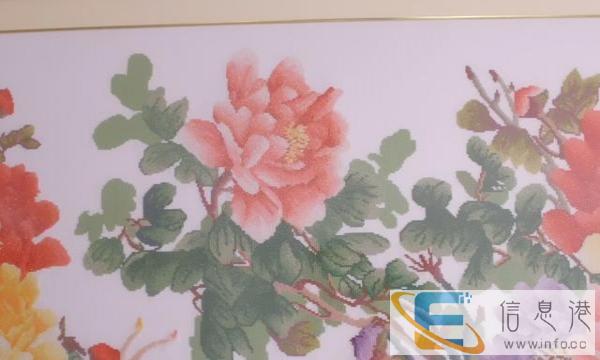 十字绣六尺牡丹花开富贵紫气东来