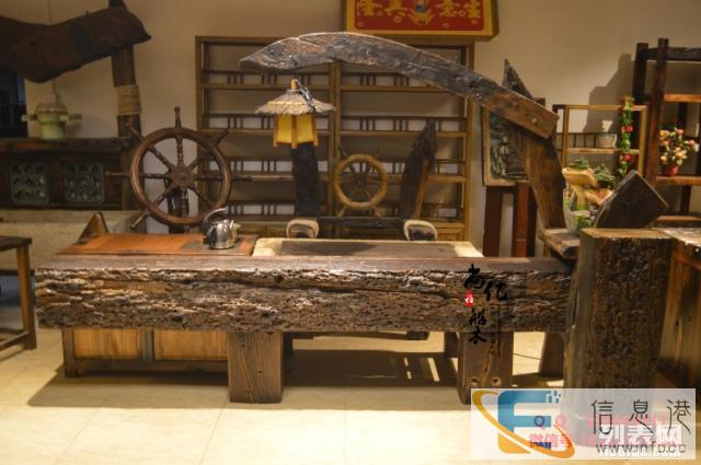 黑河老船木尚亿家具厂家直销 船木茶桌船木茶几