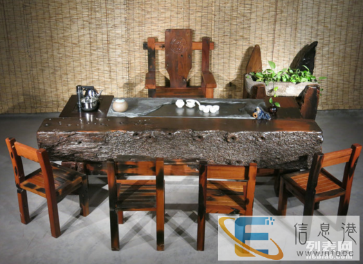 黑河市老船木茶桌椅子仿古茶台实木沙发茶几餐桌办公桌家具博古架