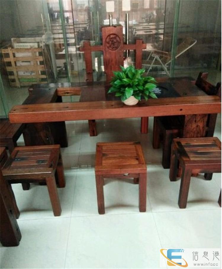 老船木仿古功夫茶几船木茶桌椅组合老船木中式茶台茶艺桌