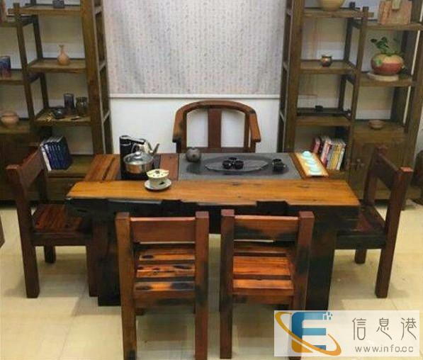 天然海螺孔龙骨茶桌椅组合实木客厅原生态茶台船木茶几特价