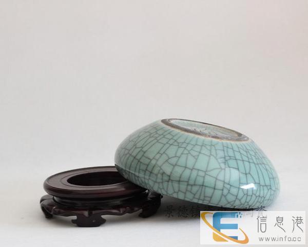 水仙多肉花盆 纯手工官窑裂纹釉水浅工艺品 景德镇瓷