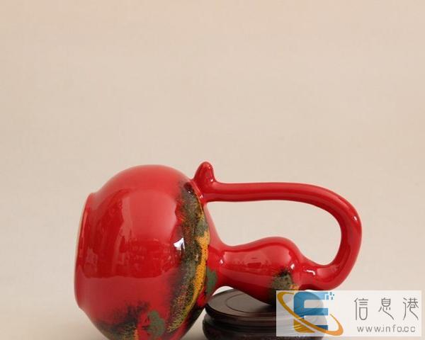 景德镇陶瓷工艺品摆饰摆件 高档中国红颜色釉花瓶