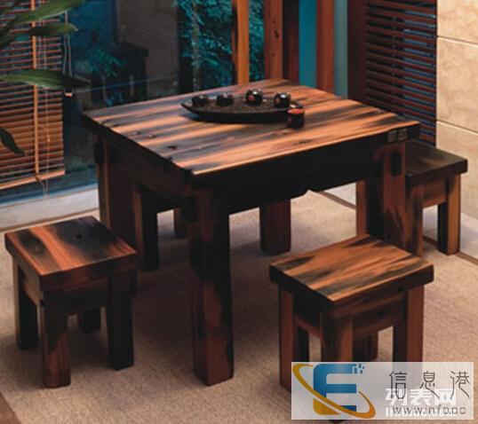 酒泉市老船木茶桌椅子仿古茶台实木沙发茶几餐桌办公桌家具博古架