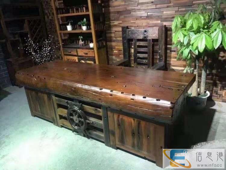 厂家直销实木功夫仿古禅意阳台小办公室老船木茶桌椅