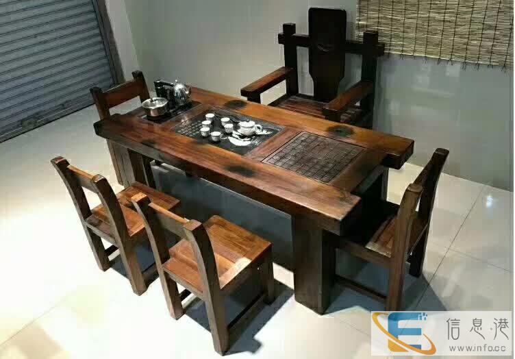 沉船木阳台休闲茶桌椅组合实木功夫户外小茶台船木仿古茶几