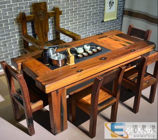 丽江市老船木茶桌椅子仿古茶台实木沙发茶几餐桌办公桌家具博古架