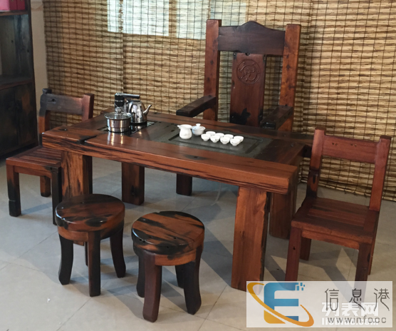 辽阳市老船木茶桌椅子仿古茶台实木沙发茶几餐桌办公桌家具博古架