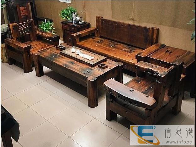 老船木中式功夫茶桌乌金石茶盘