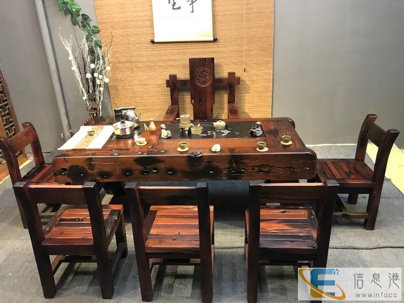 老船木特价茶桌椅餐桌博古架沉船木龙骨茶台茶几送品牌电磁炉