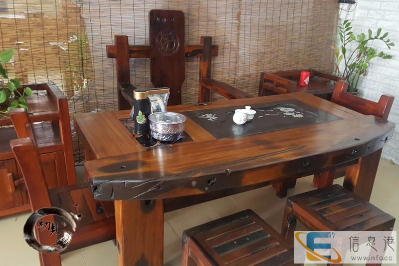 厂家销售老船木实木家具博古架简约阳台小茶桌功夫茶台茶水柜