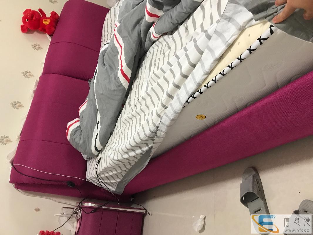 红色布艺软床2米