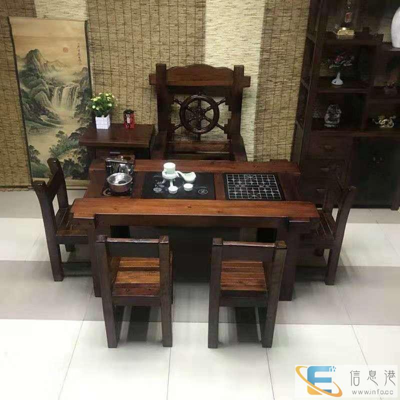 老船木会客茶台原生态实木茶台龙骨茶台茶桌客厅茶桌椅