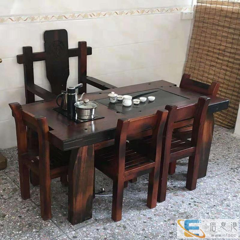 老船木会客茶台原生态实木茶台龙骨茶台茶桌办公会所会客茶桌