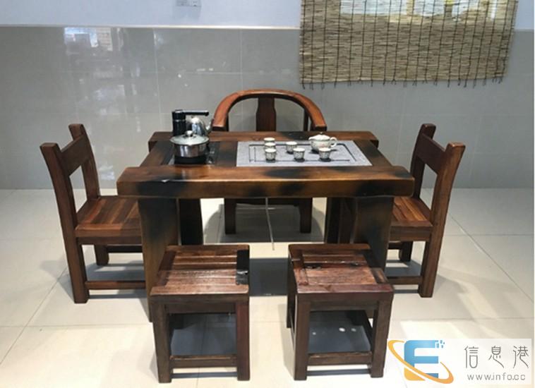 老船木桌椅功夫茶台棋盘茶台茶几组合办公茶台阳台小茶桌