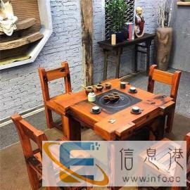 老船木茶桌椅组合功夫茶台办公泡茶桌现代中式阳台实木仿古家具