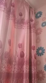 粉色玫瑰花遮光窗帘2.3米