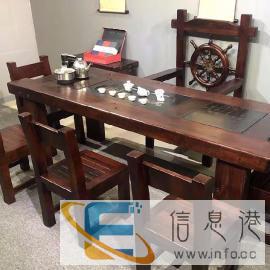 老船木家具茶桌实木茶几仿古中式流水茶桌椅组合