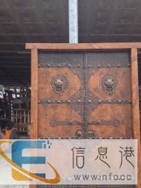 实木大门酒店别墅庭院大门榆木双开门原木门