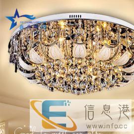 欧式水晶灯吸顶灯温馨简欧田园LED房间灯卧室灯圆形简约现代灯
