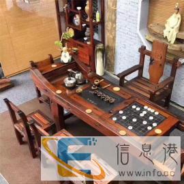 宣城老船木茶桌椅组合功夫茶台办公泡茶桌现代中式阳台实木仿古家