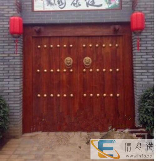 老榆木大门实木仿古别墅庭院大门乡村原木门进户双开门