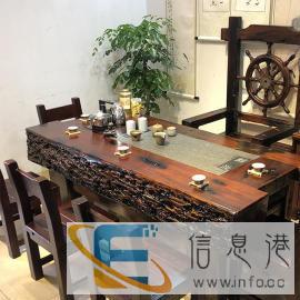 玉林老船木茶桌椅组合室内外泡茶台简约中式仿古功夫实木茶几船木
