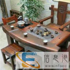 玉林老船木茶桌椅组合室内外泡茶台简约中式仿古功夫实木茶几船木