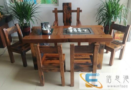 阳江市老船木茶桌椅子仿古茶台实木沙发茶几餐桌办公桌家具博古架