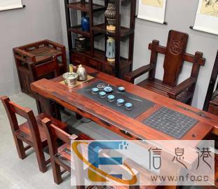 伊春老船木小茶桌椅组合个性创意办公休闲阳台茶几功夫茶桌