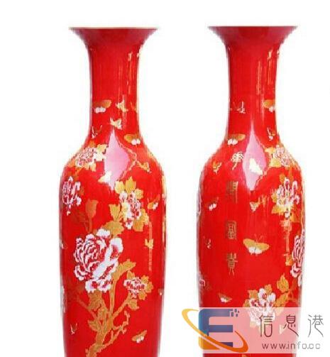 红釉花开富贵2.2米大花瓶落地