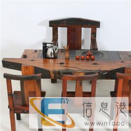 老船木茶桌休闲茶几泡茶桌喝茶茶艺桌新中式博古架家具泡茶台
