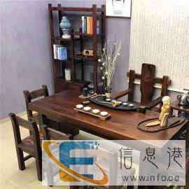 老船木会客茶台实木茶桌功夫茶几沙发流水茶台吧台